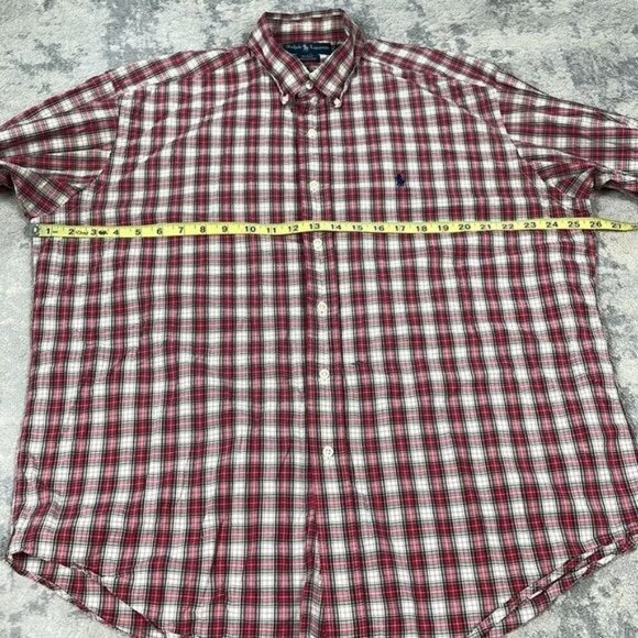 Ralph Lauren Blake Button Down Plaid Shirt Long Sleeve Red White Sz L - Picture 6 of 9
